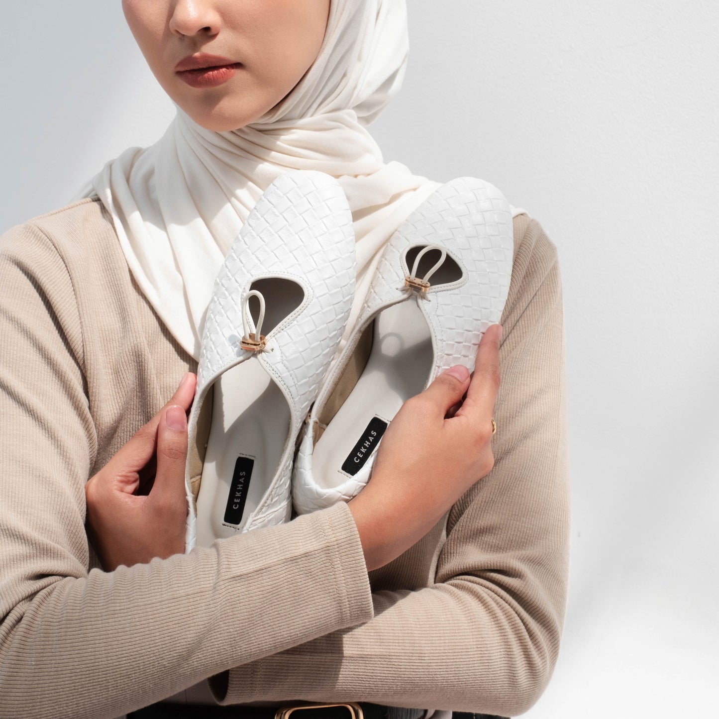 Odelia White Flat Shoes - REVERIE Collection