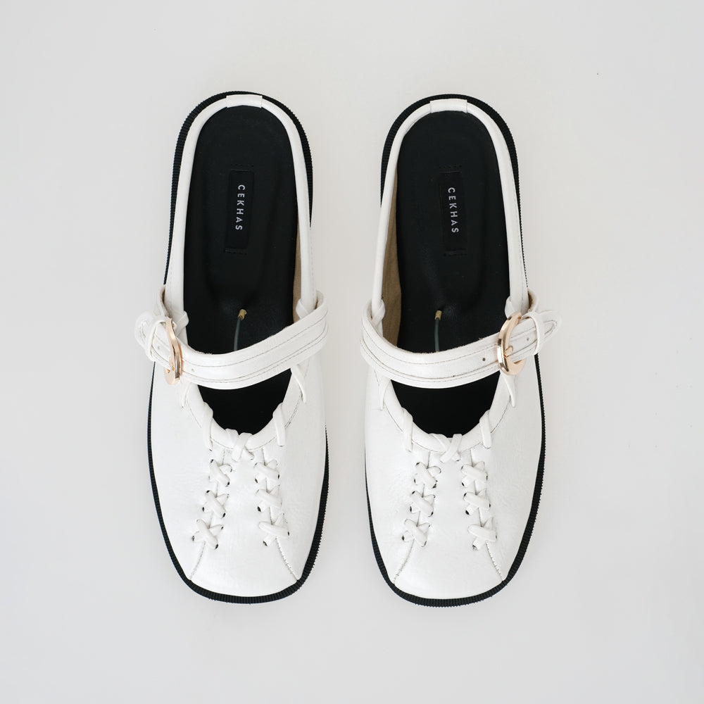 Carla White Mules Sandal Wanita