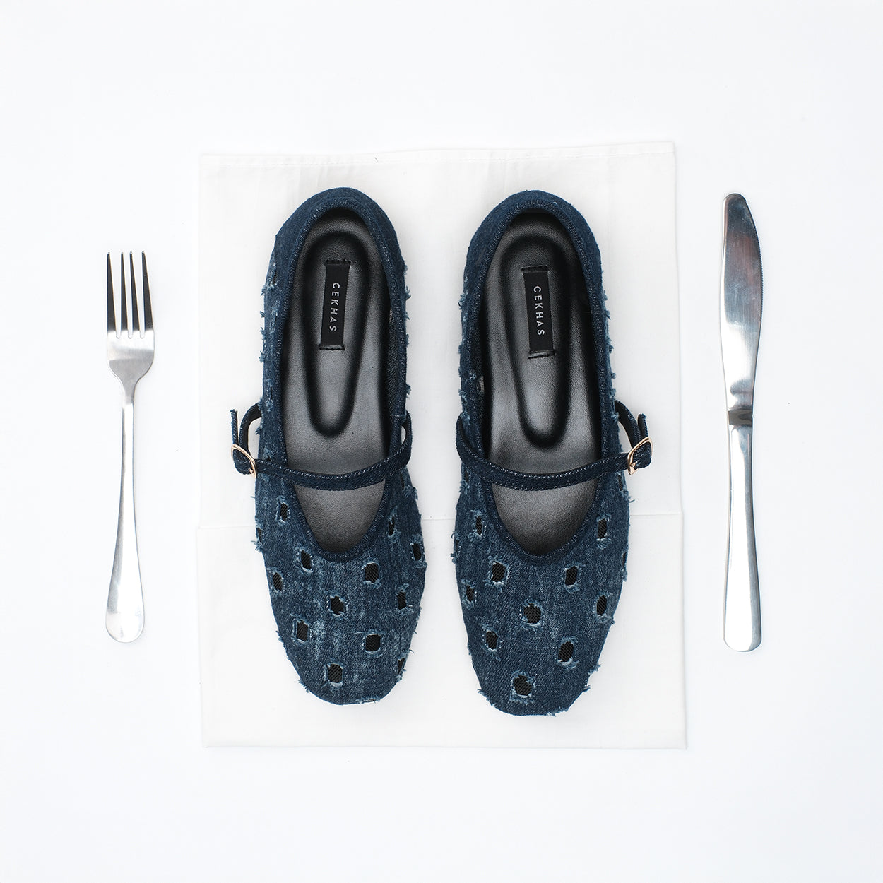 Roora Blue Denim Flat Shoes