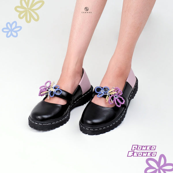 ELEEYA Power Flower Series Black Shoes