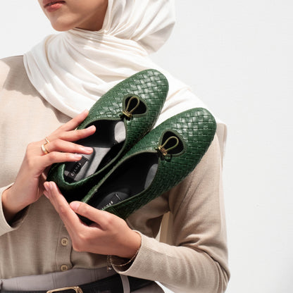 Odelia Emerald Flat Shoes - REVERIE Collection