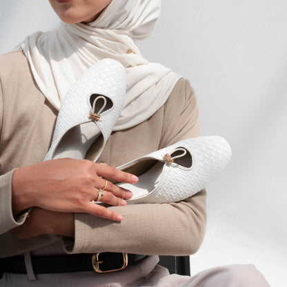 Odelia White Flat Shoes - REVERIE Collection