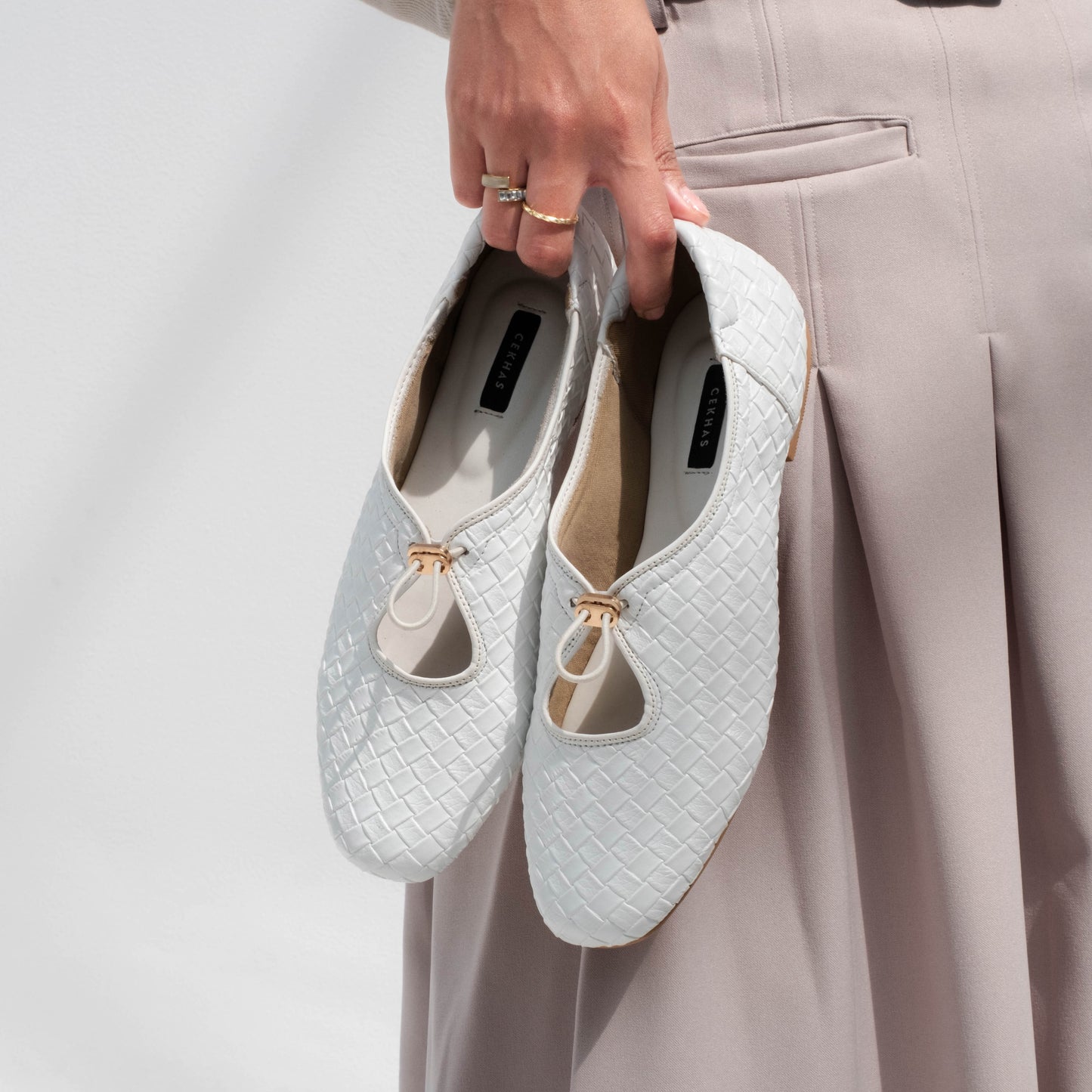 Odelia White Flat Shoes - REVERIE Collection