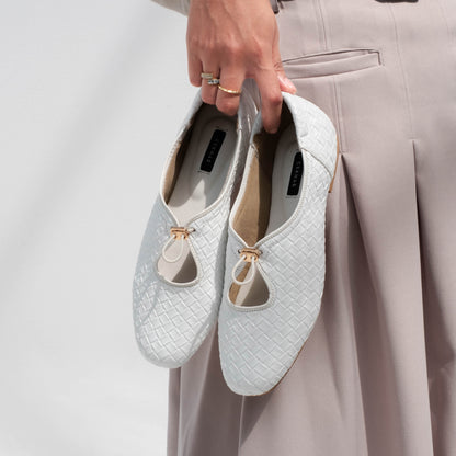 Odelia White Flat Shoes - REVERIE Collection