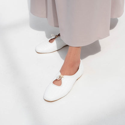 Odelia White Flat Shoes - REVERIE Collection