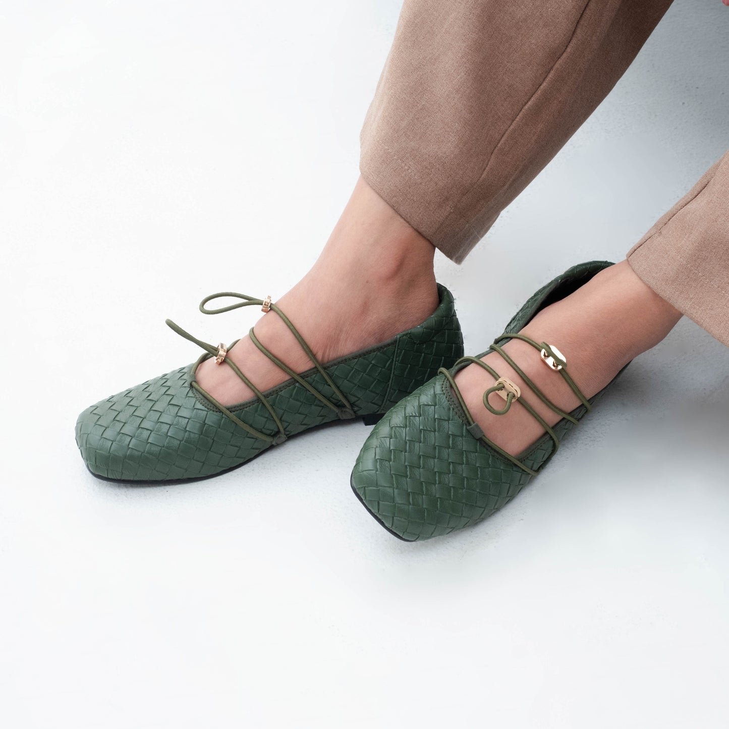 Viola Emerald Flat Shoes - REVERIE Collection