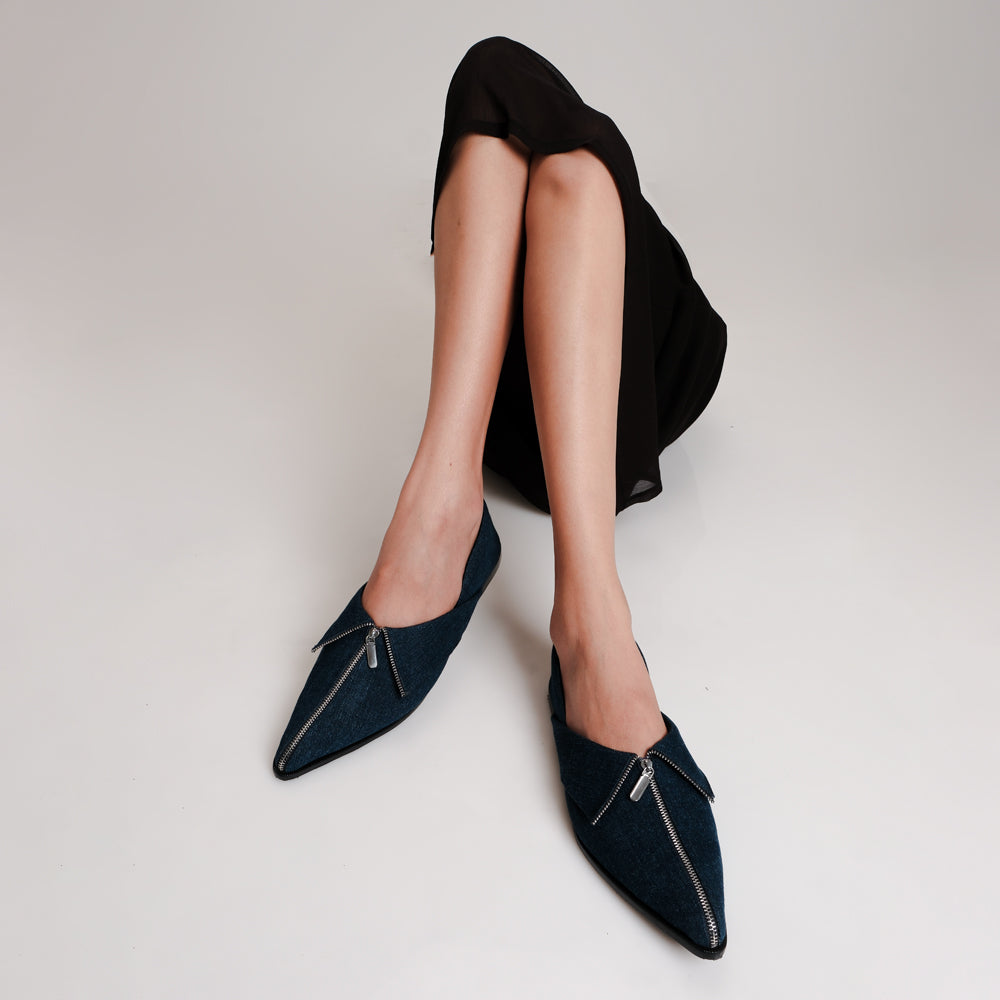 CEKHAS - Clare Flat Shoes Denim MEASURES Collection