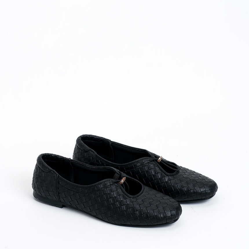 Odelia Black Flat Shoes - REVERIE Collection