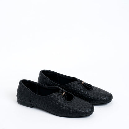 Odelia Black Flat Shoes - REVERIE Collection