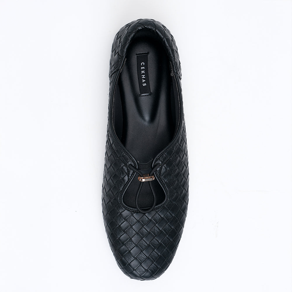 Odelia Black Flat Shoes - REVERIE Collection
