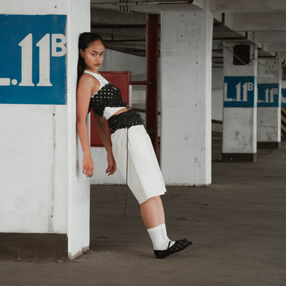 Roora Black Denim Flat Shoes