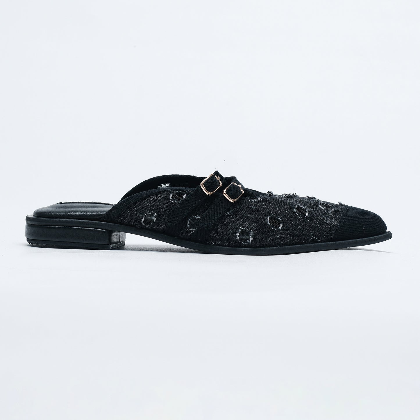 Bianca Black Denim Mules