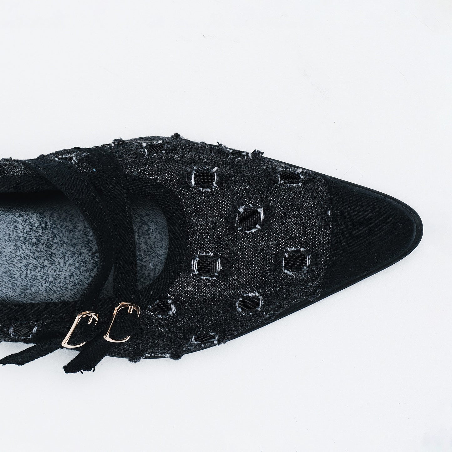 Bianca Black Denim Mules