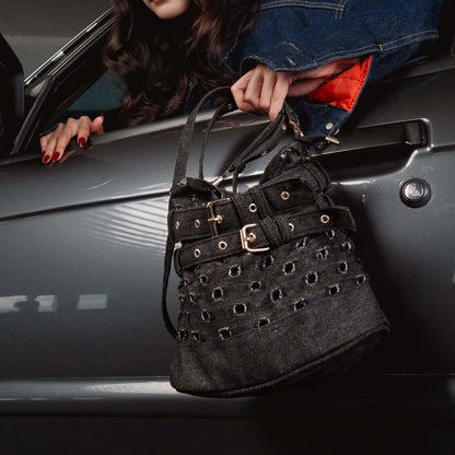 Selena Black Denim Bag