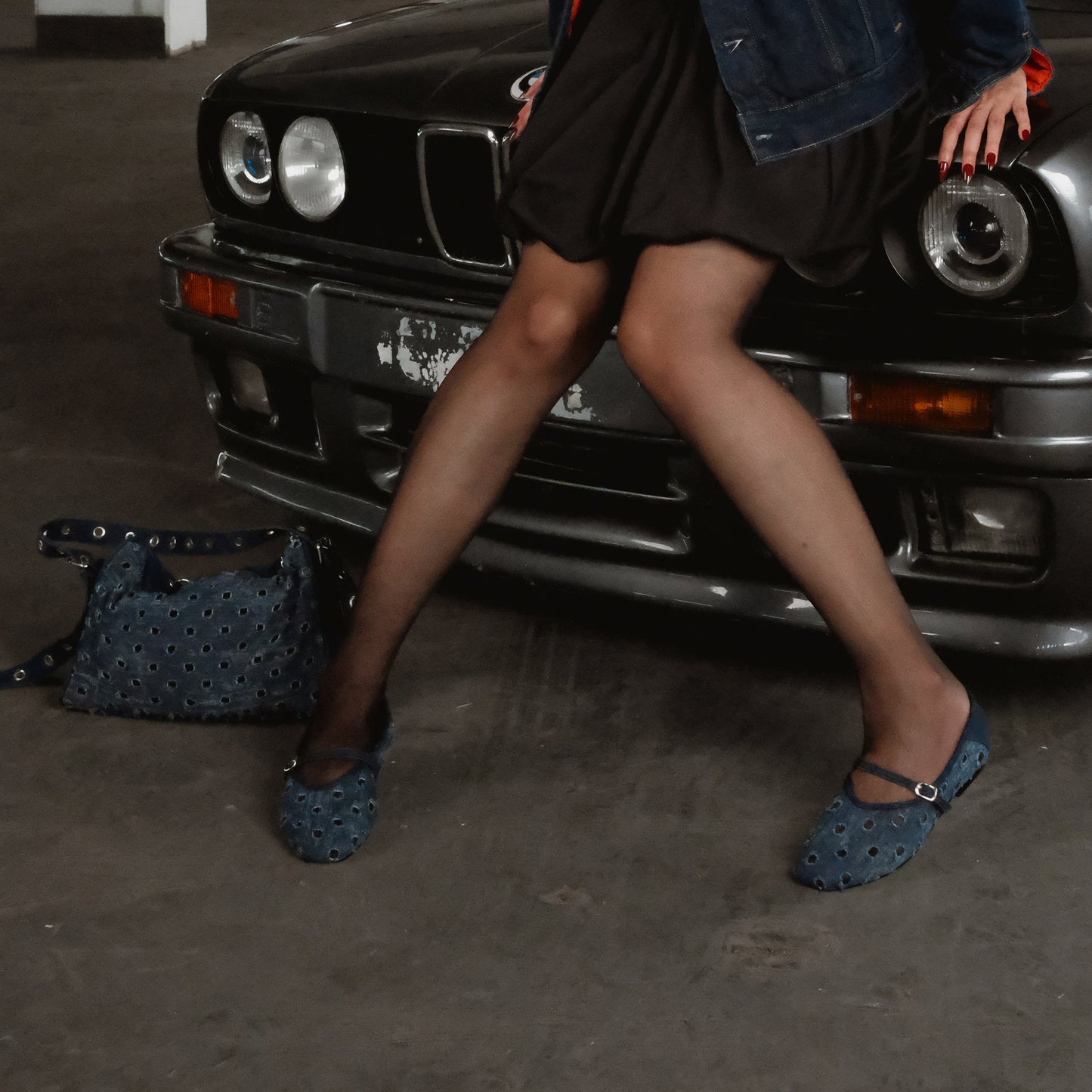 Roora Blue Denim Flat Shoes