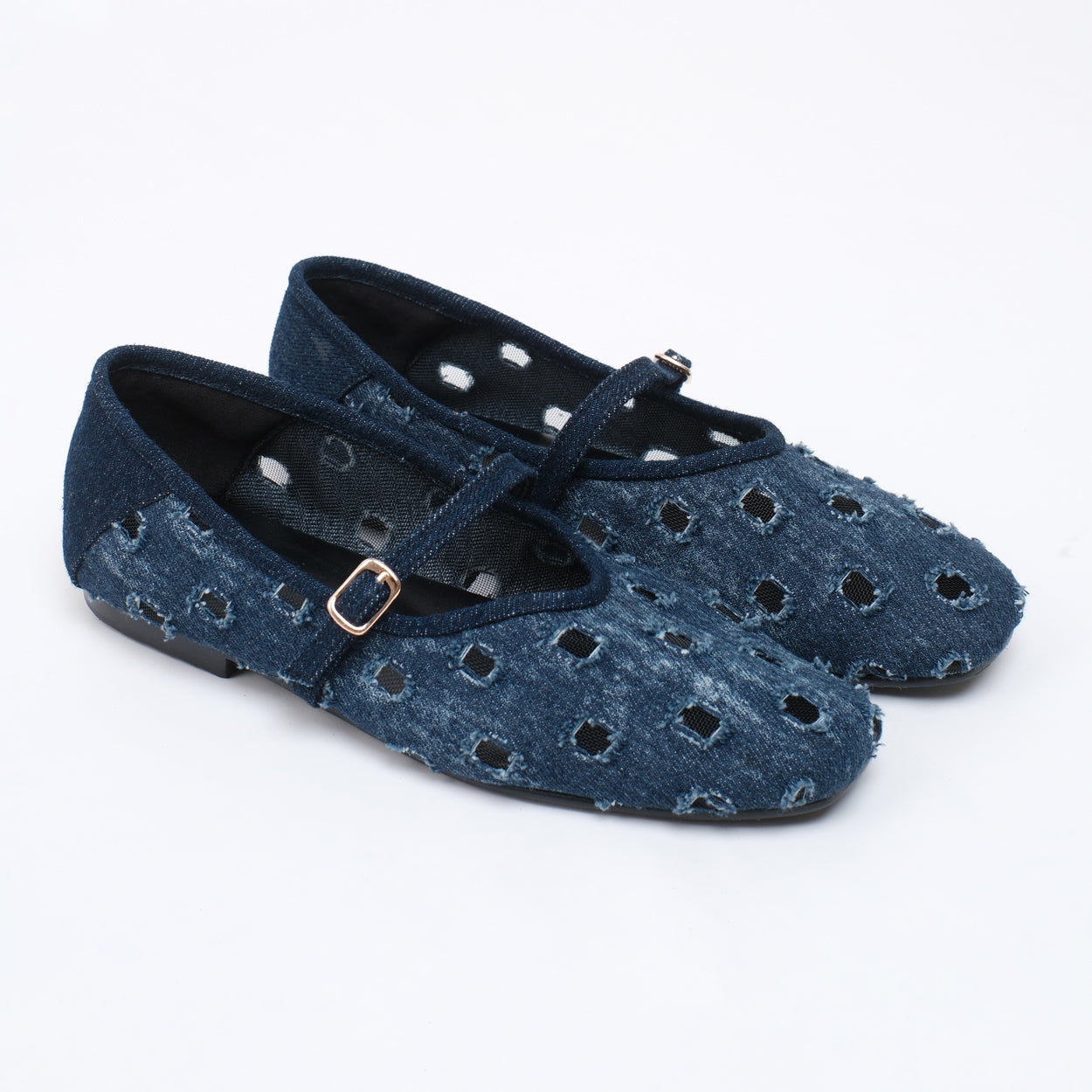 Roora Blue Denim Flat Shoes