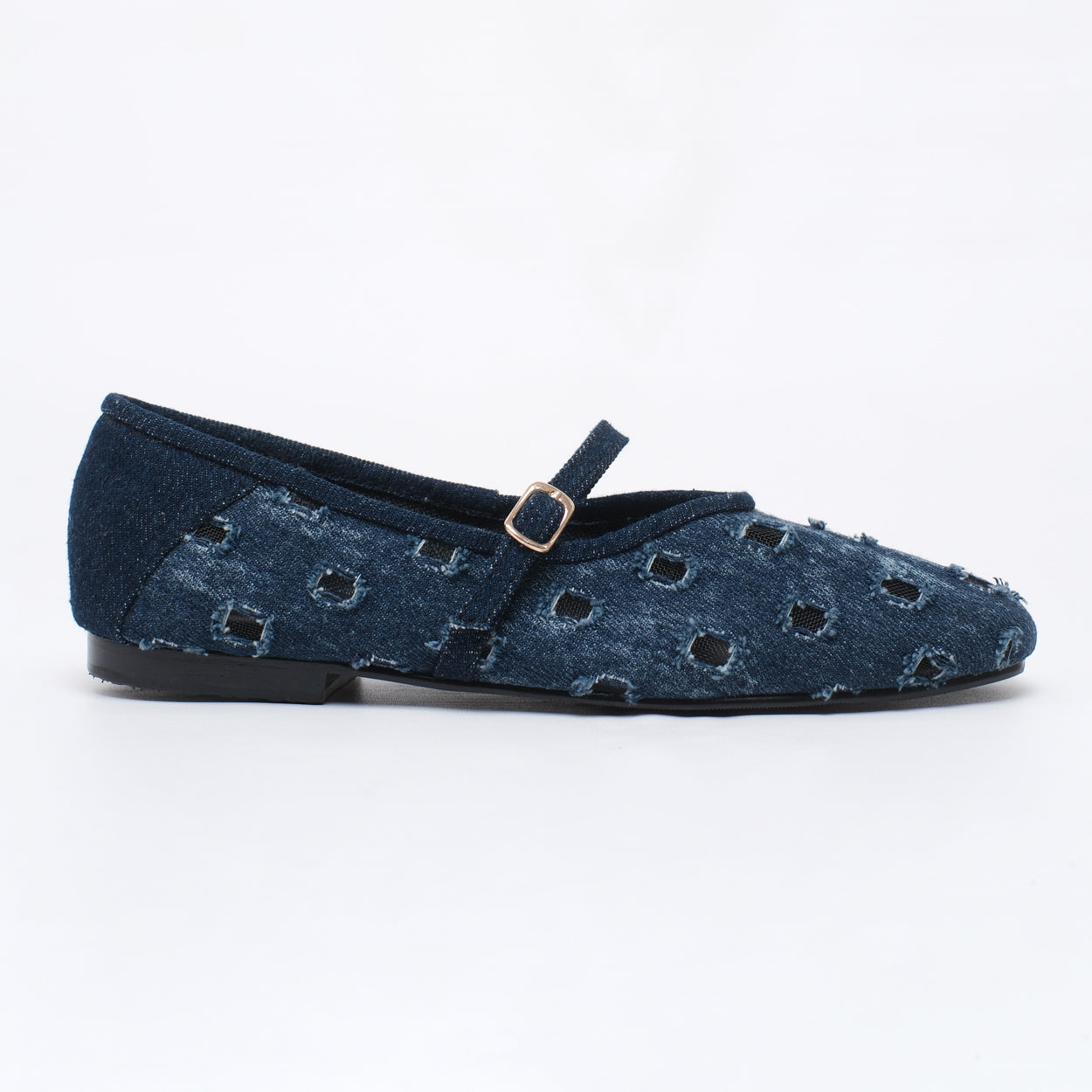 Roora Blue Denim Flat Shoes