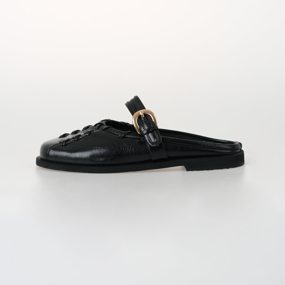 Carla Black Mules Sandal Wanita