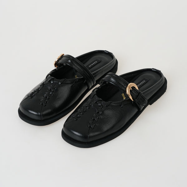 Carla Black Mules Sandal Wanita