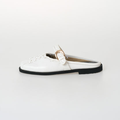 Carla White Mules Sandal Wanita