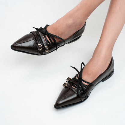 Clodette Brown Flat Shoes
