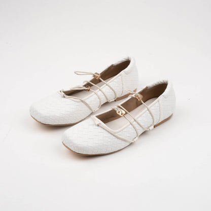 Viola White Flat Shoes - REVERIE Collection