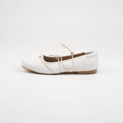 Viola White Flat Shoes - REVERIE Collection