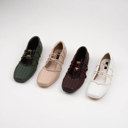 Viola White Flat Shoes - REVERIE Collection