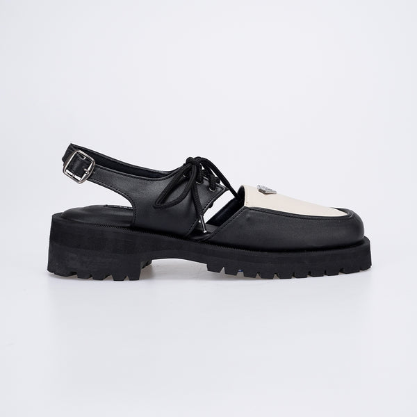 Nuca Black Cream Platform Oxford Shoes Wanita