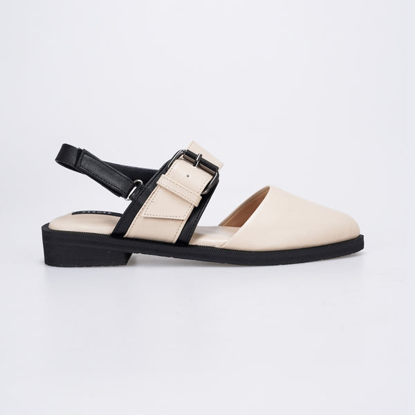 CEKHAS - Poppy Cream Pointed Toe Mules Sandal Wanita