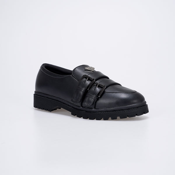 Zela Black Platform Loafers Shoes Wanita