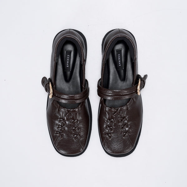 CEKHAS - New Lenorra Brown Flat Shoes Mary Jane Wanita WORKCATION