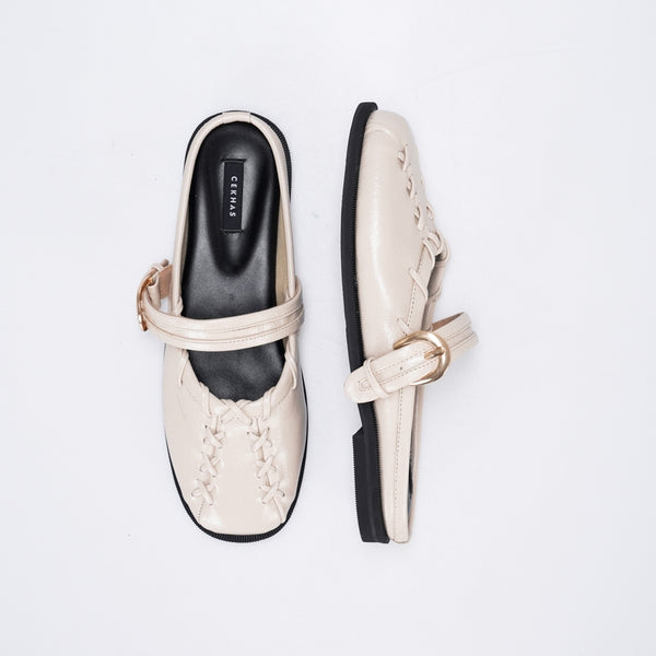 CEKHAS - New Carla Ivory Mules Sandal Mary Jane Wanita WORKCATION