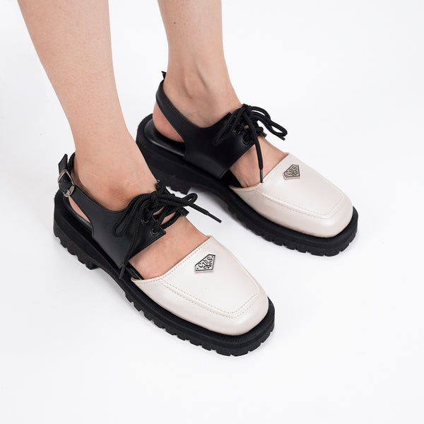 Nuca Black Silver Platform Oxford Shoes Wanita