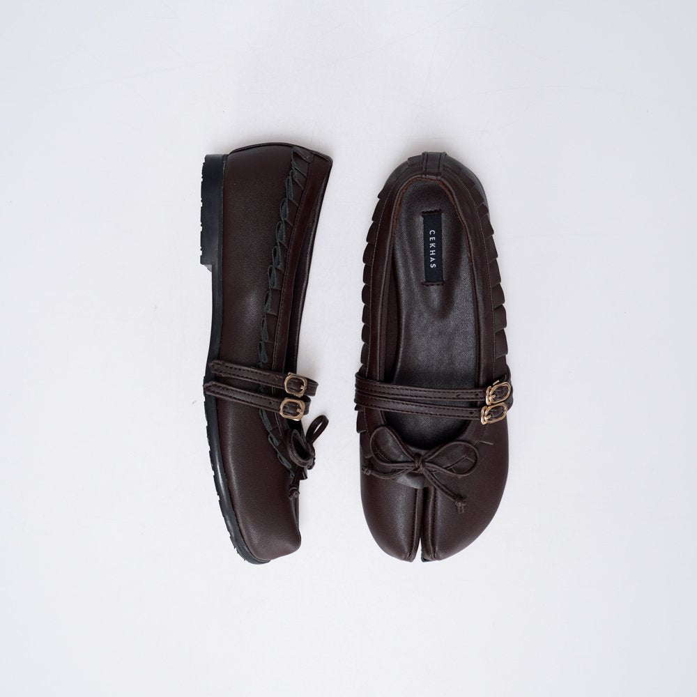 CEKHAS - Enola Brown Tabi Flat Shoes PLAID & POISE Collection