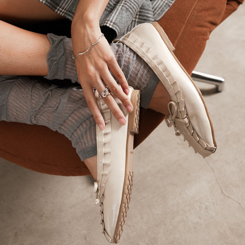 CEKHAS - Amber Beige Cream Flat Shoes Ballet Flats PLAID & POISE Collection