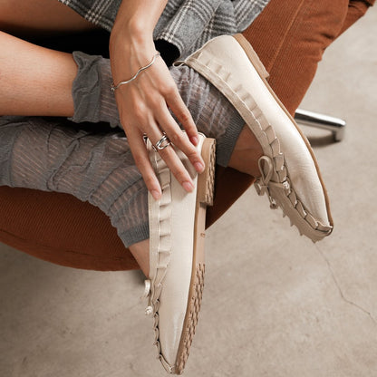 CEKHAS - Amber Beige Cream Flat Shoes Ballet Flats PLAID & POISE Collection