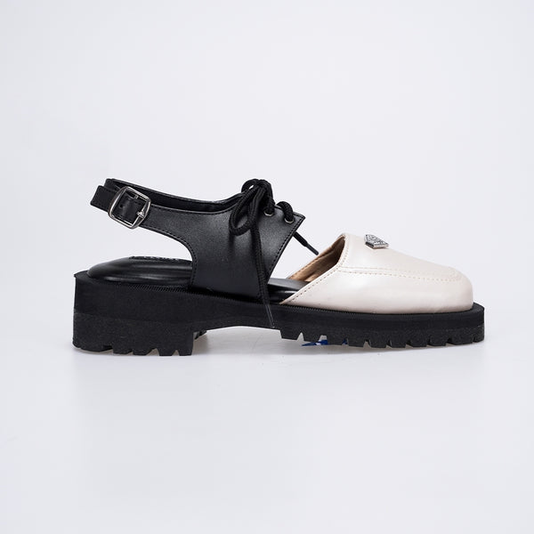 Nuca Black Silver Platform Oxford Shoes Wanita