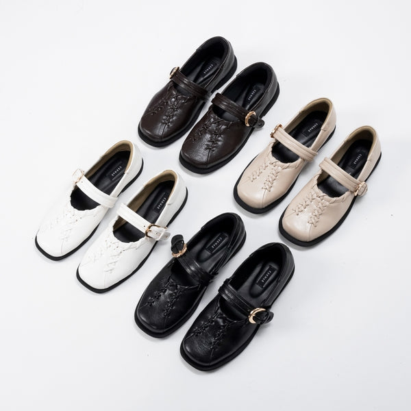 CEKHAS - New Lenorra White Flat Shoes Mary Jane Wanita WORKCATION