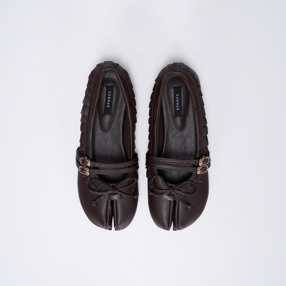 CEKHAS - Enola Brown Tabi Flat Shoes PLAID & POISE Collection