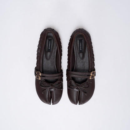 CEKHAS - Enola Brown Tabi Flat Shoes PLAID & POISE Collection
