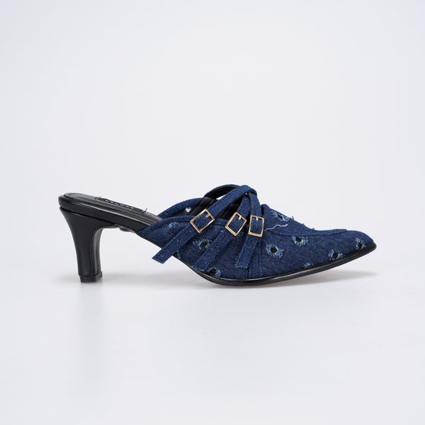 CEKHAS - Stella Blue Mules Heels Wanita DENIM Collection