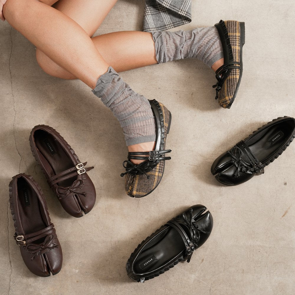 CEKHAS - Enola Plaid Tartan Tabi Flat Shoes PLAID & POISE Collection
