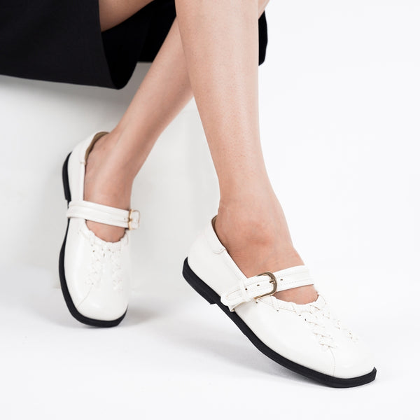 CEKHAS - New Lenorra White Flat Shoes Mary Jane Wanita WORKCATION