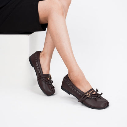 CEKHAS - Enola Brown Tabi Flat Shoes PLAID & POISE Collection