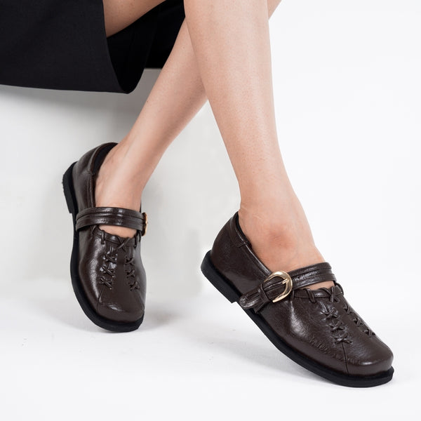 CEKHAS - New Lenorra Brown Flat Shoes Mary Jane Wanita WORKCATION