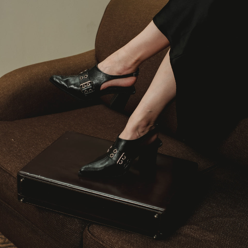 CEKHAS - Zoey Black Genuine Leather Heels THE CONTRAST